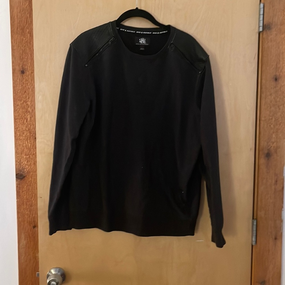 Rock & Republic sweater with fake leather shoulder detail
